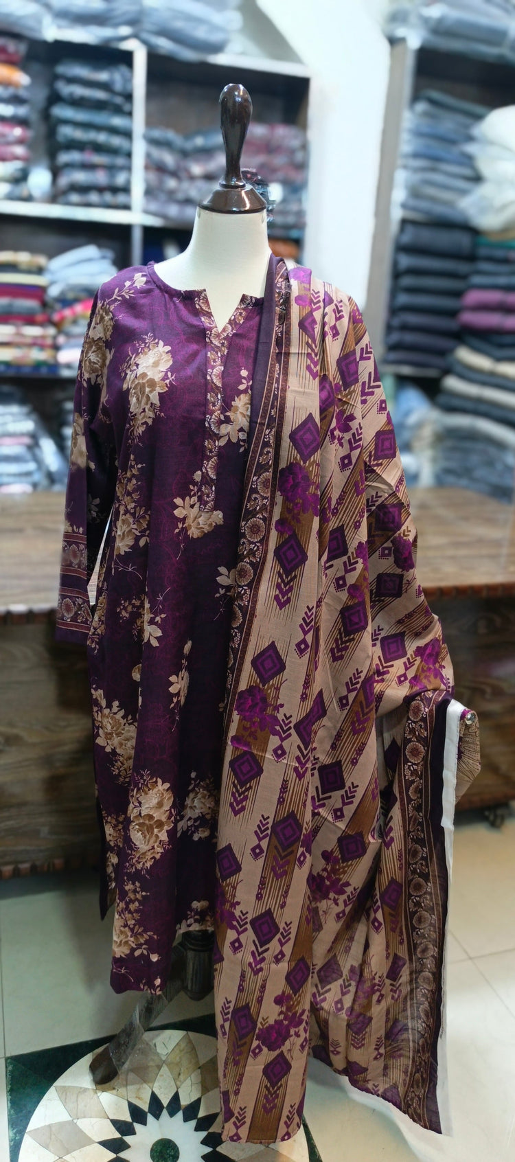 bin Saeed and Safina branded khaddar stitched 3 pc