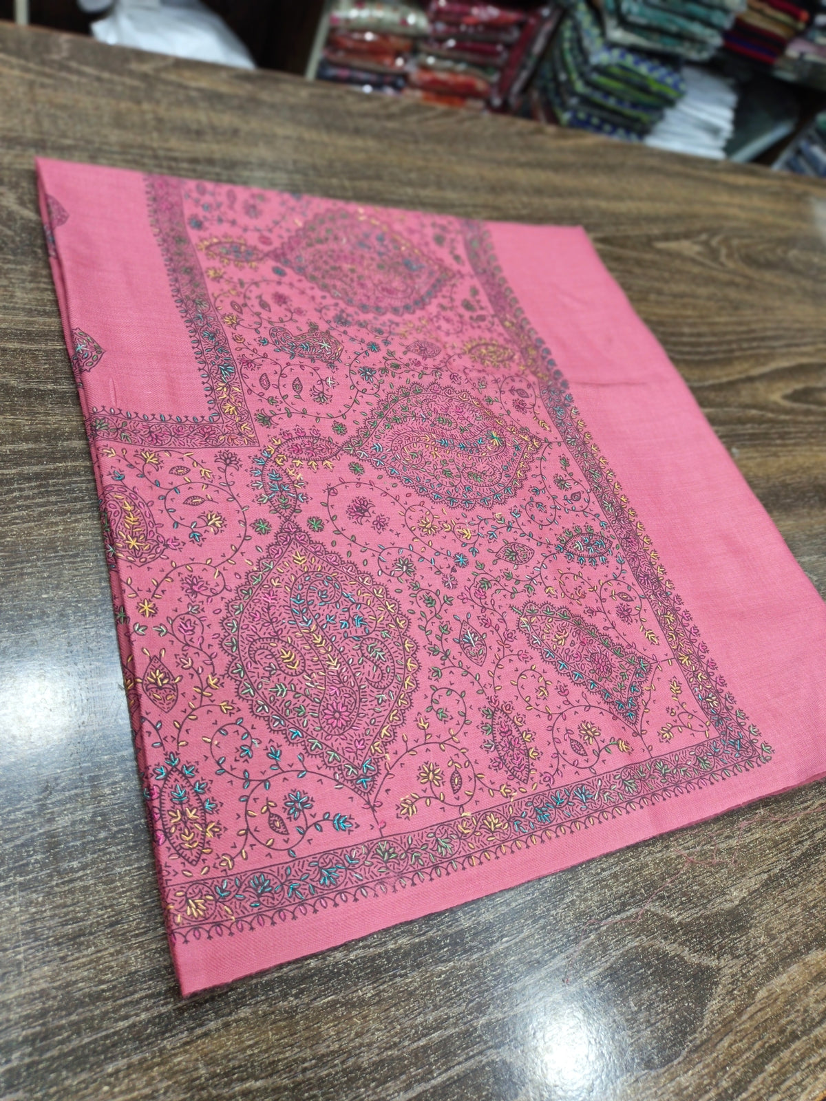 Pashmina woolen embroidered shawl pnkemb