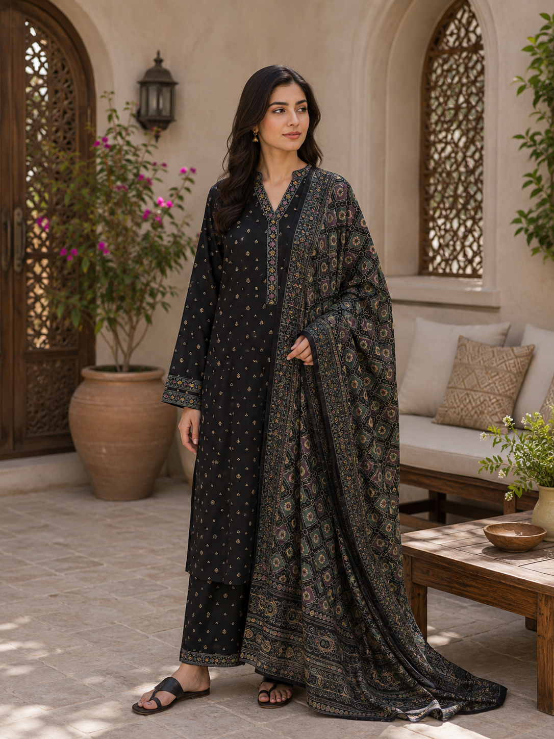Binsaeed premium lawn stiched shirt trouser 3pc DrkN4