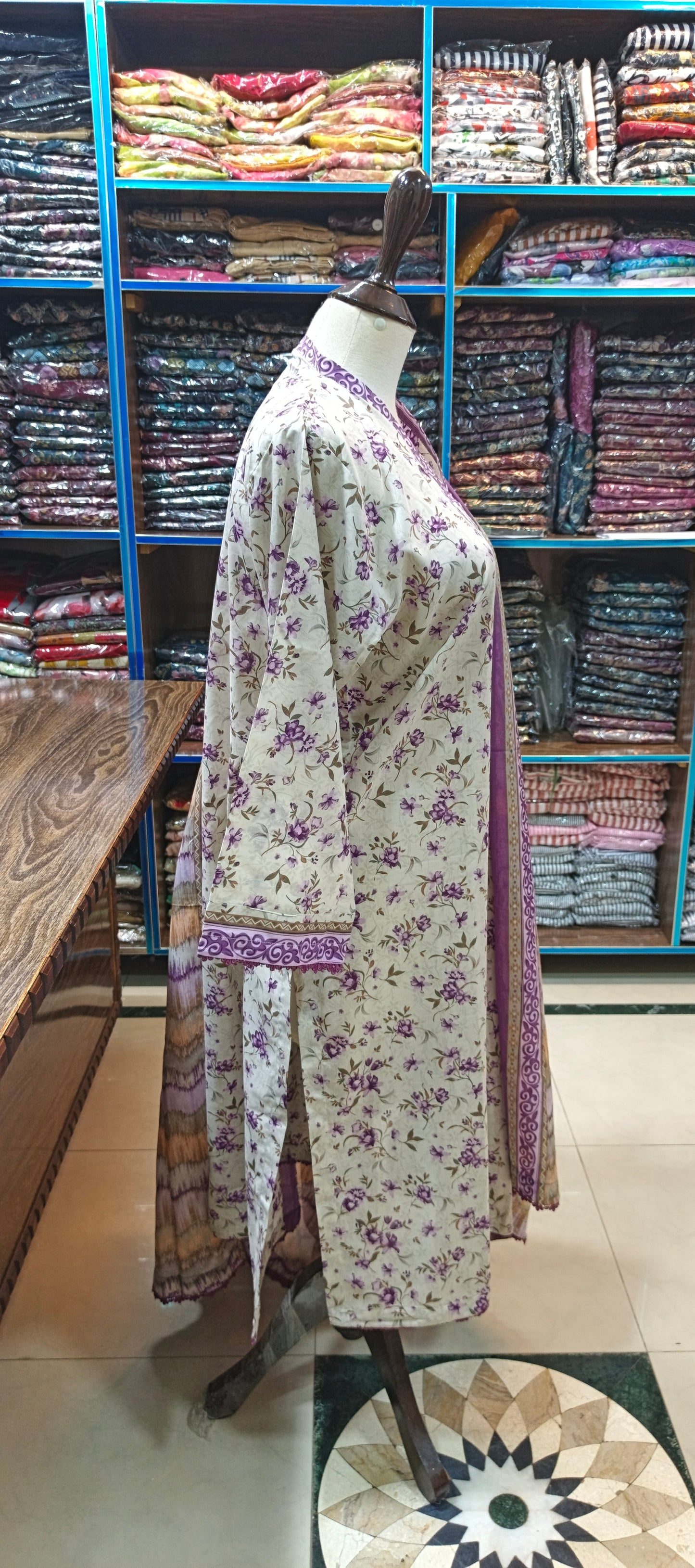 Bin saeed lawn long shirt trouser stiched 3 pc