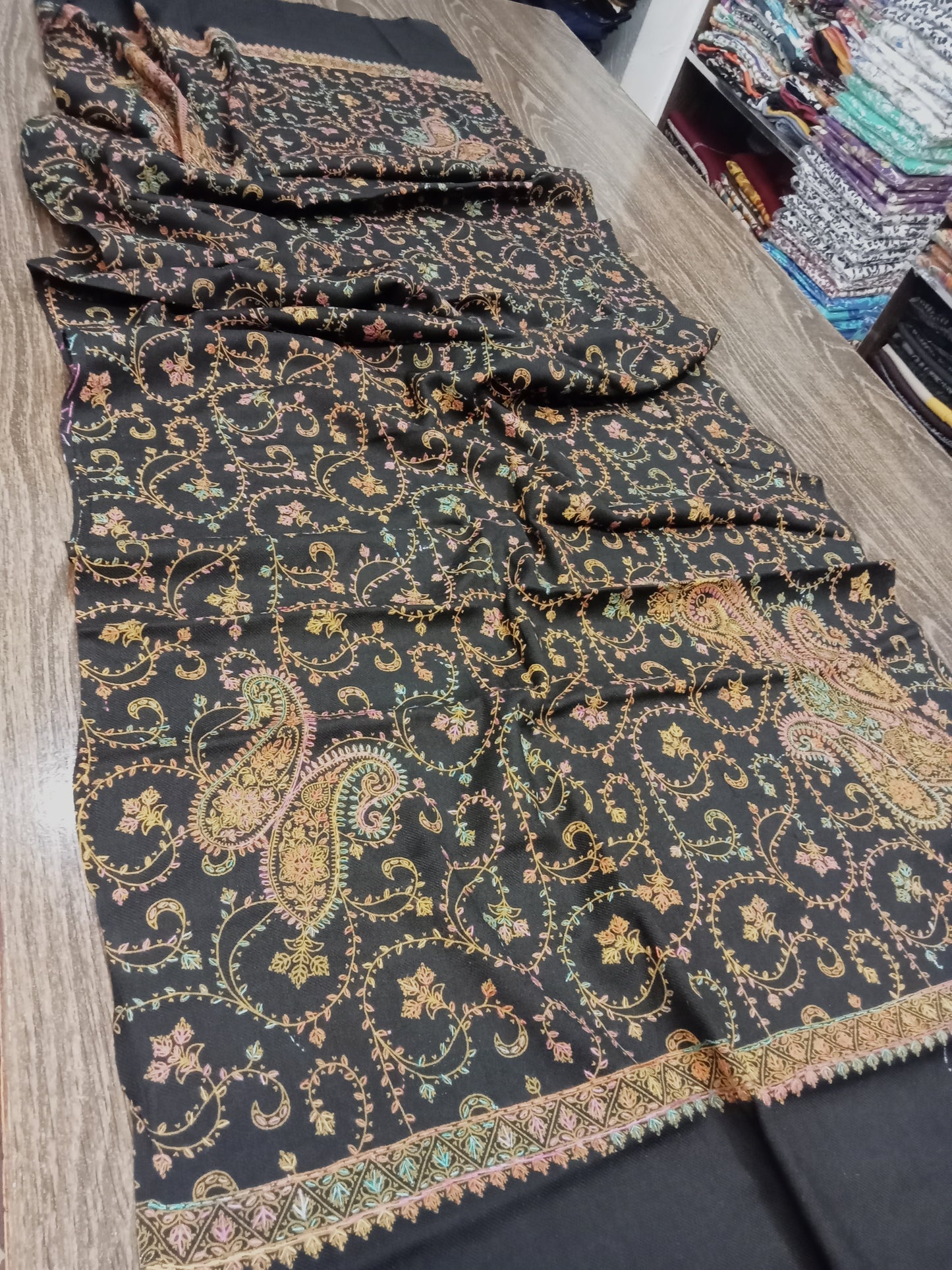 pashmina woolen embroidered half shawls - AMBREEN CLOTHING