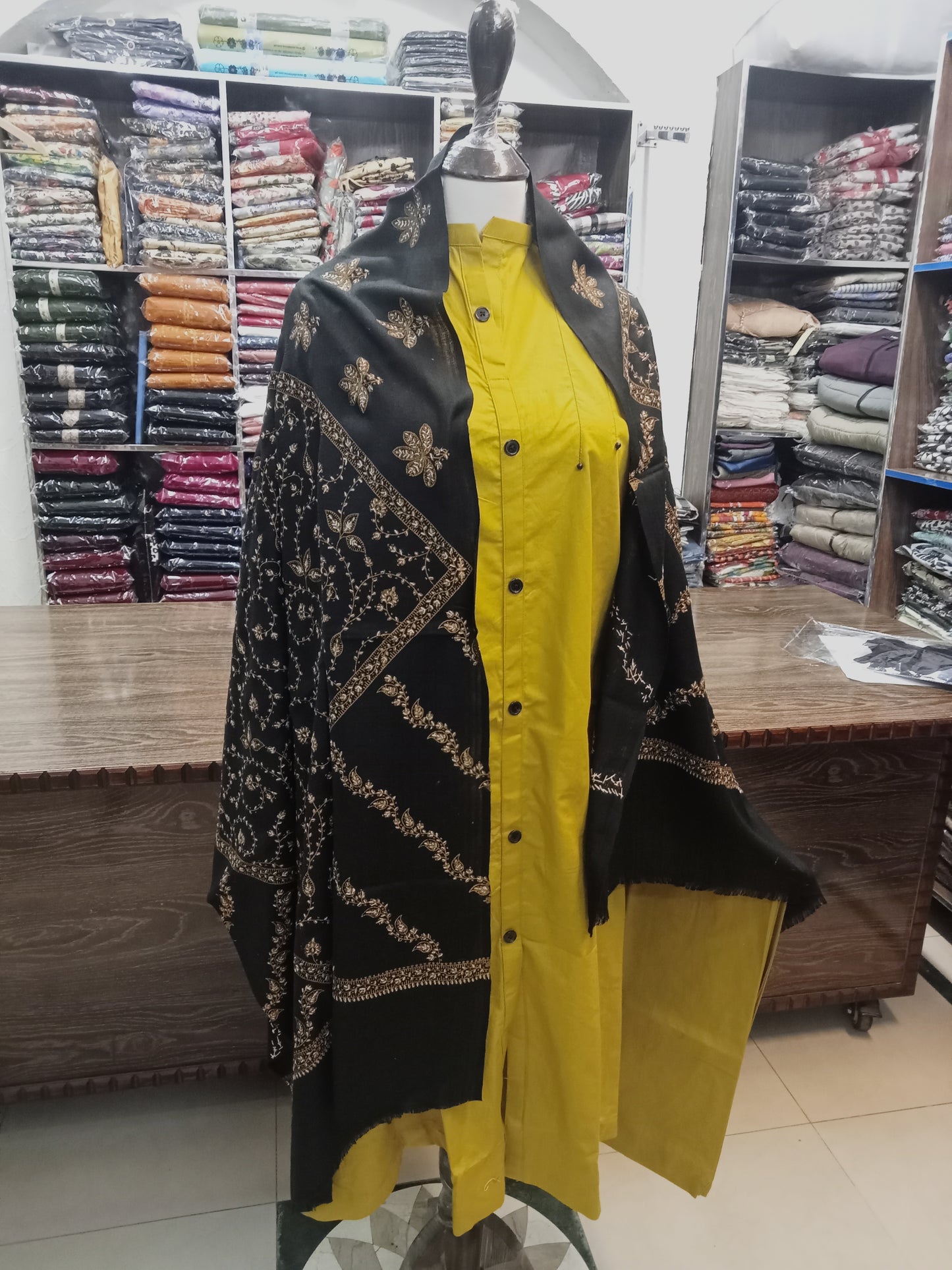 Bin  Saeed solid khaddar long A LINE STICHED