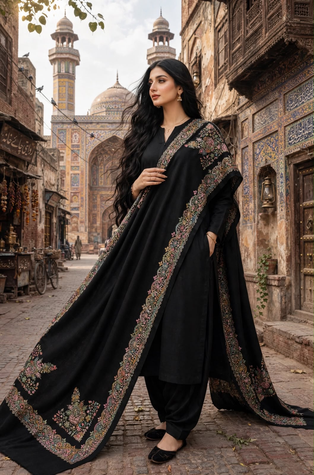 Pashmina woolen qalamkar shawl