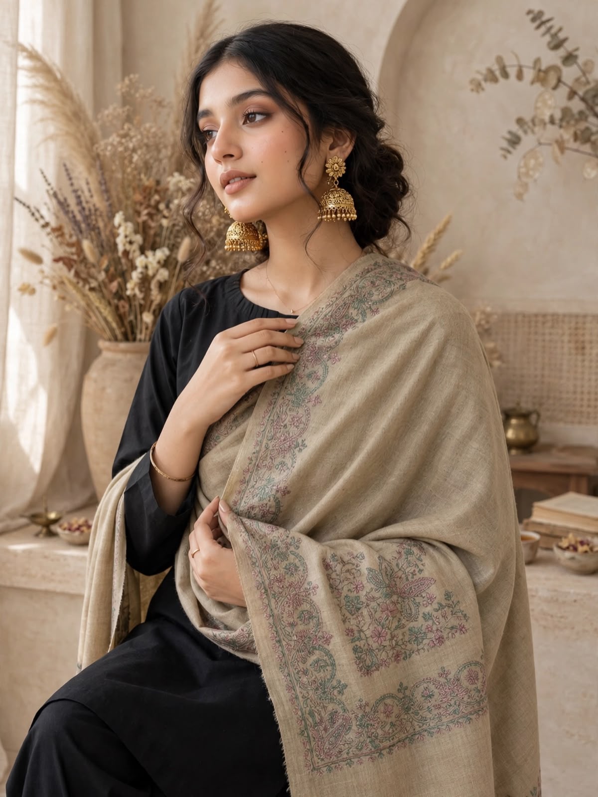 Pashmina woolen qalamkar shawl