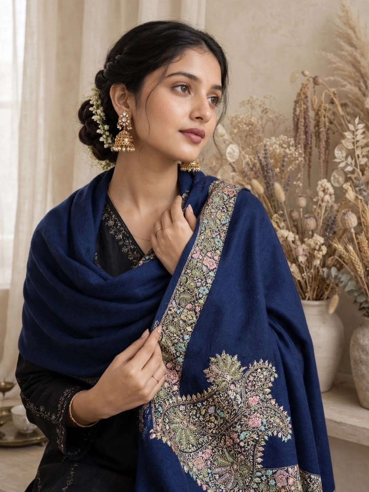Pashmina woolen embroidered shawl