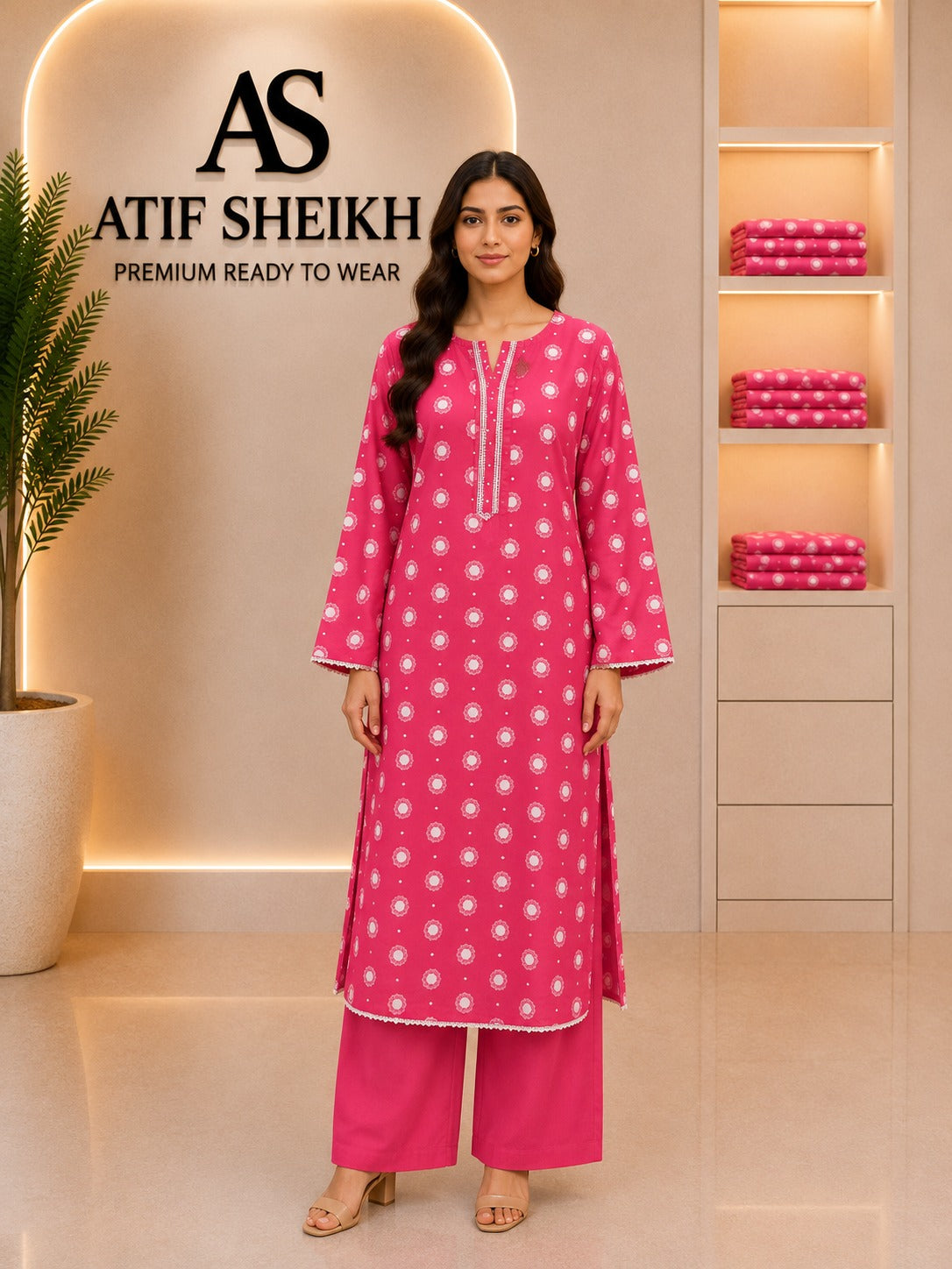 Lawn embroidered stiched shirt trouser 2pc shpnk