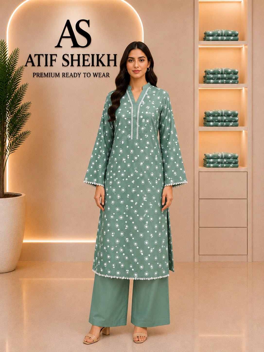 Lawn embroidered stiched shirt trouser 2pc pstad