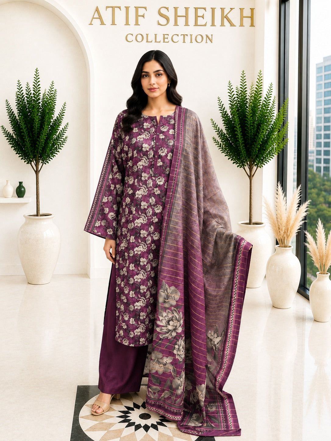 Binsaeed premium lawn stiched shalwar kameez 3pc flsz