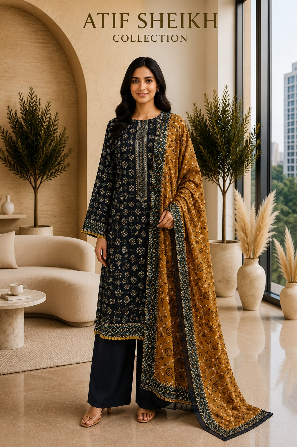Binsaeed premium lawn stiched shirt trouser stiched 3pc nvymst