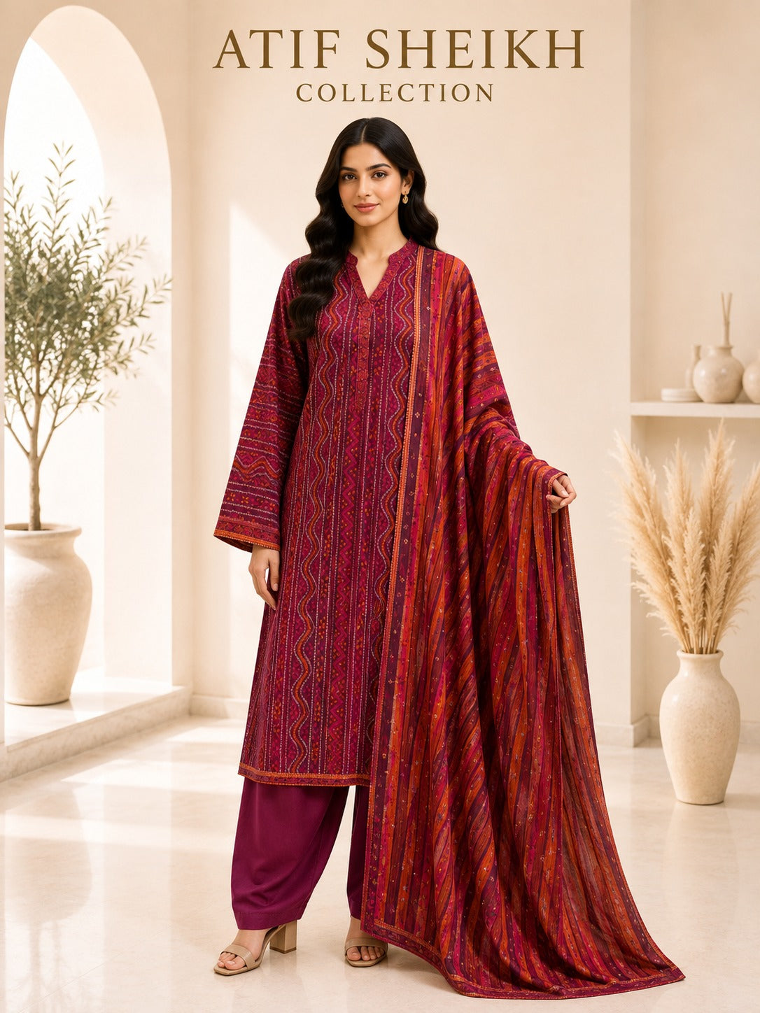 Binsaeed premium lawn stiched shirt trouser 3p mrn3