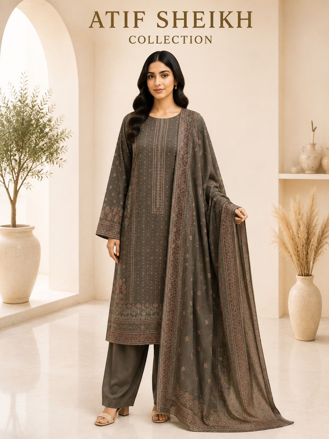 Binsaeed premium lawn stiched shalwar kameez 3pc mschun