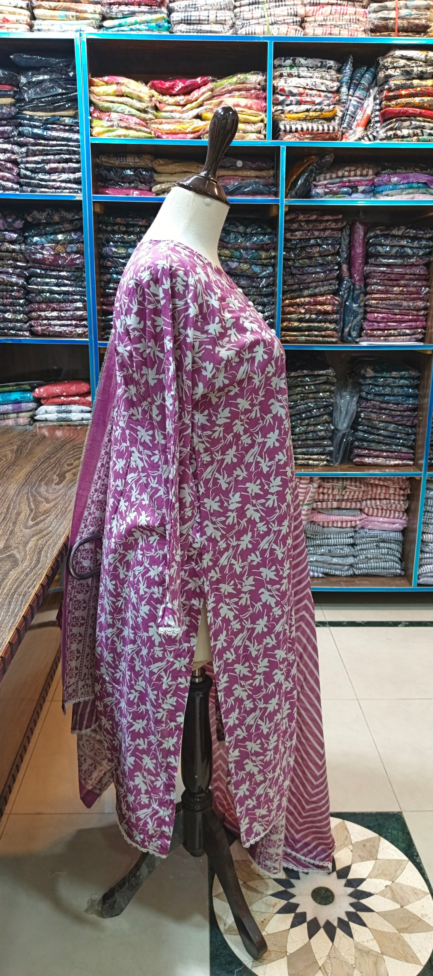 Bin saeed premium lawn stiched long shirt trouser 3 pc