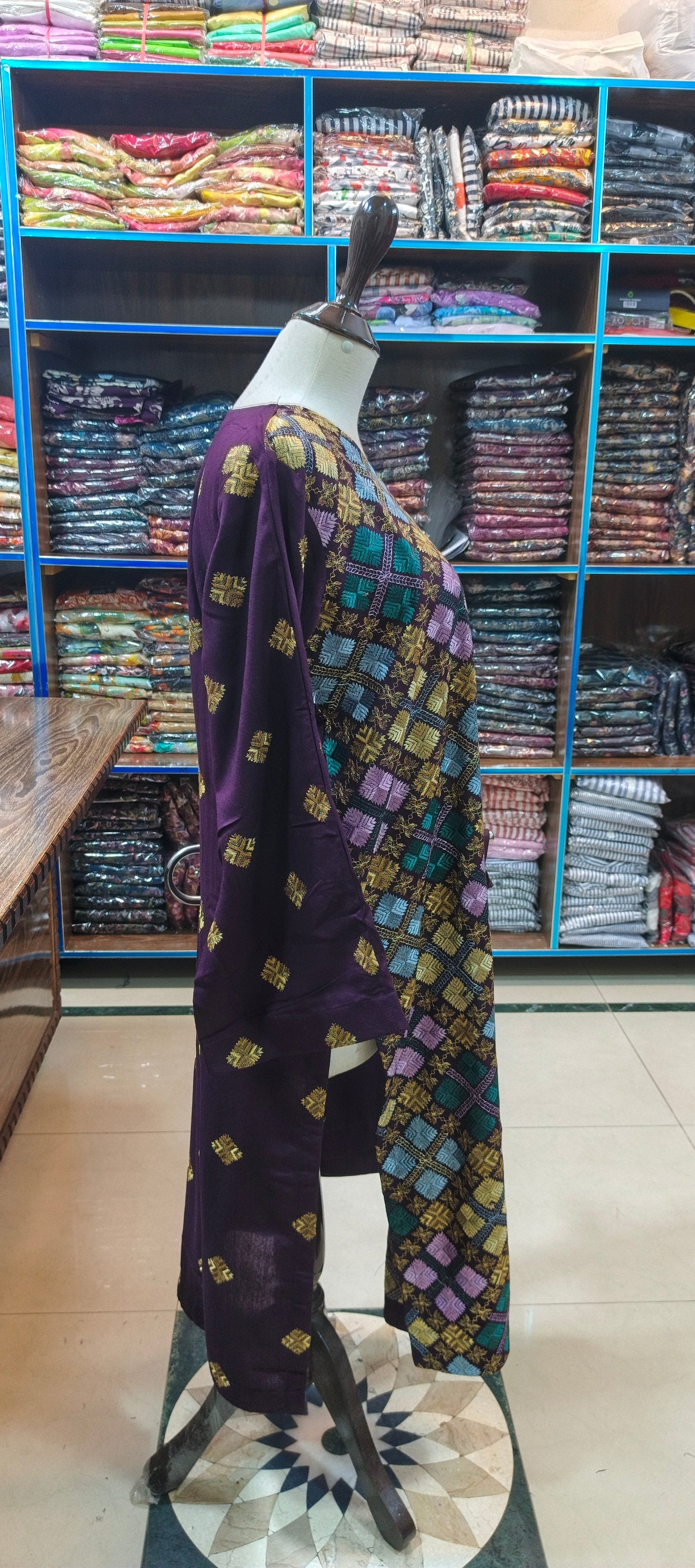 Mid summer karandi embroidered stiched 2 pc