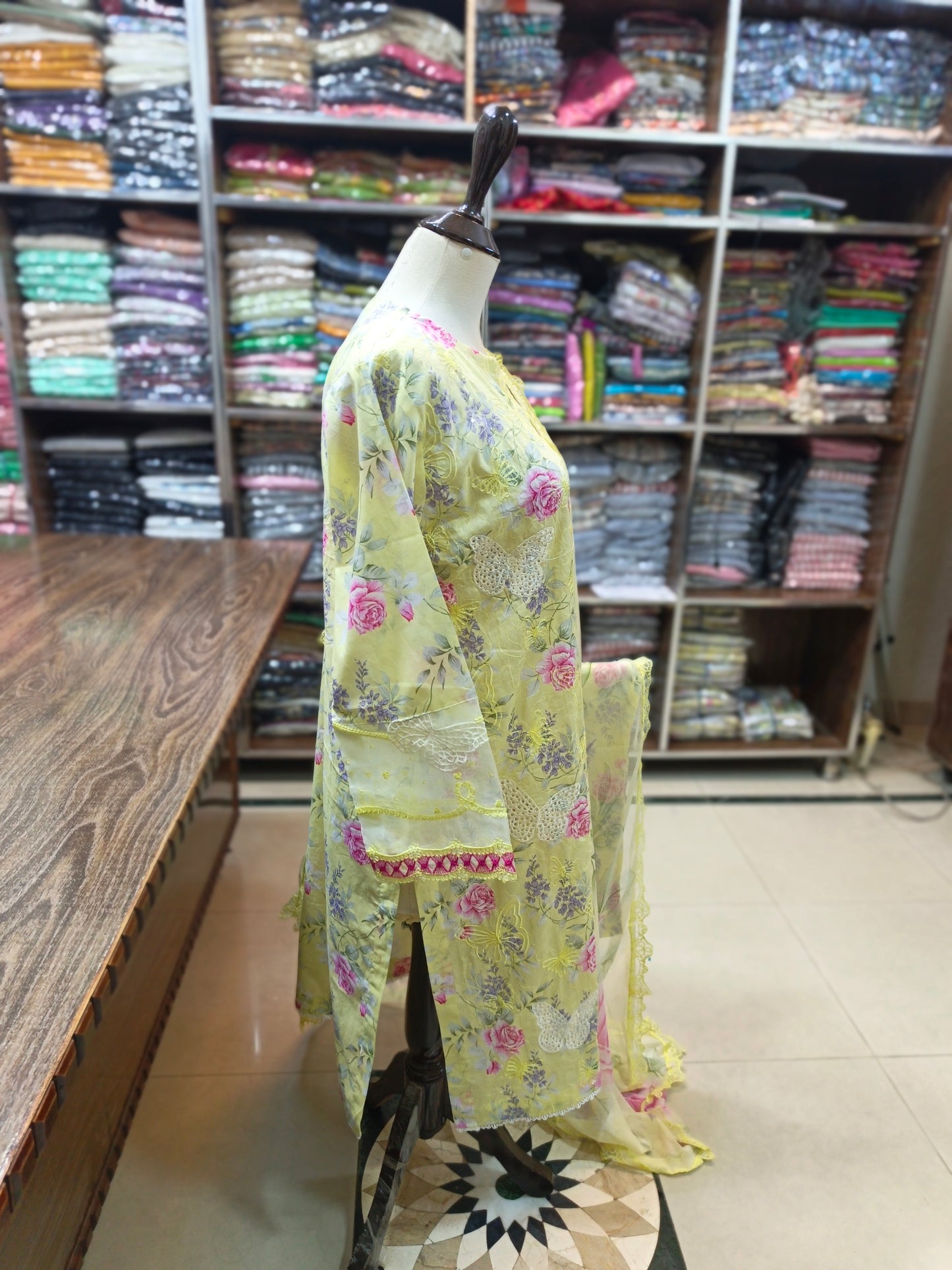 Lawn embroidered stiched shirt trouser 3pc yeloMp