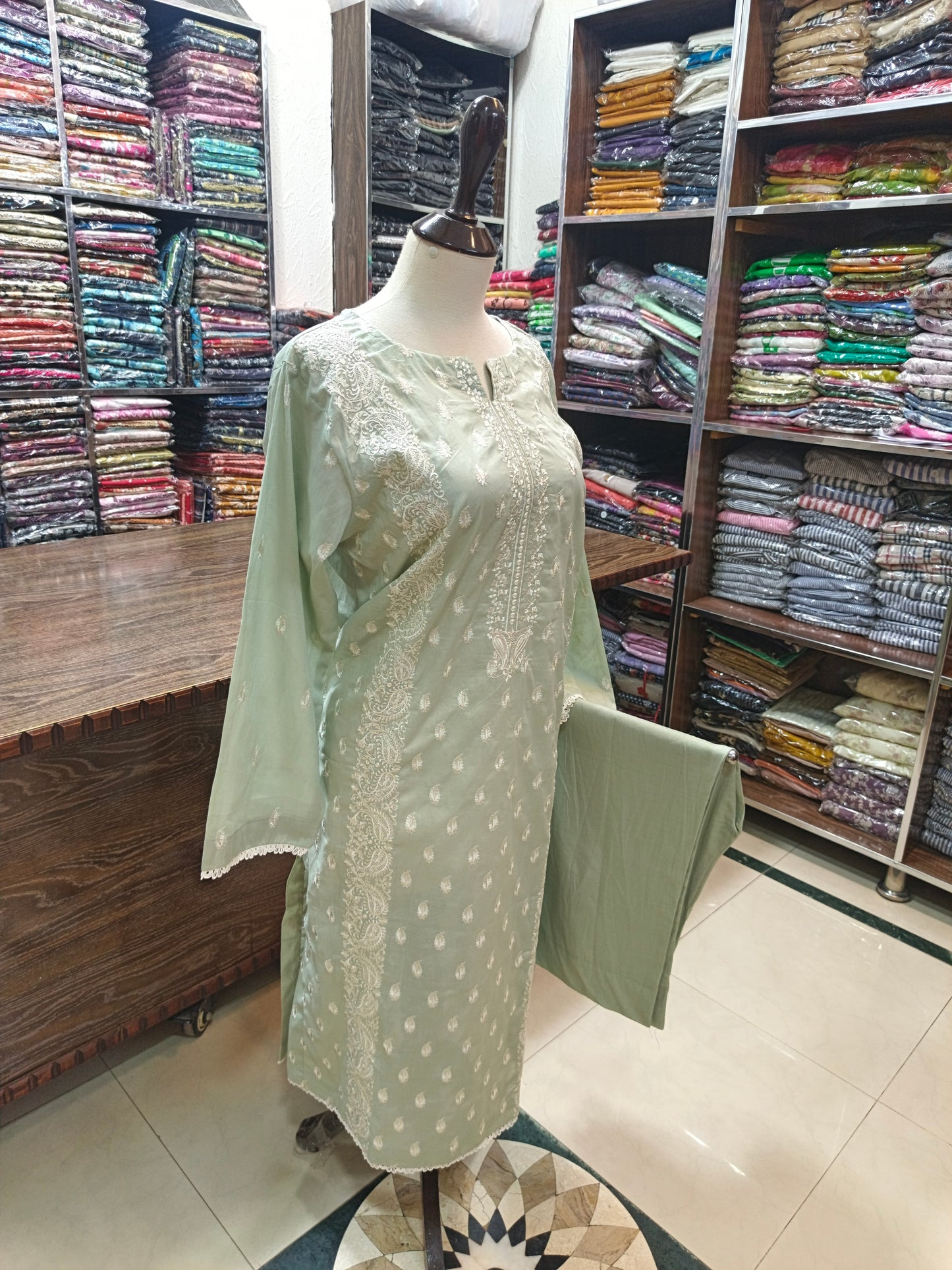 Breeze embroidered lawn stiched long shirt trouser 2 pc binapl