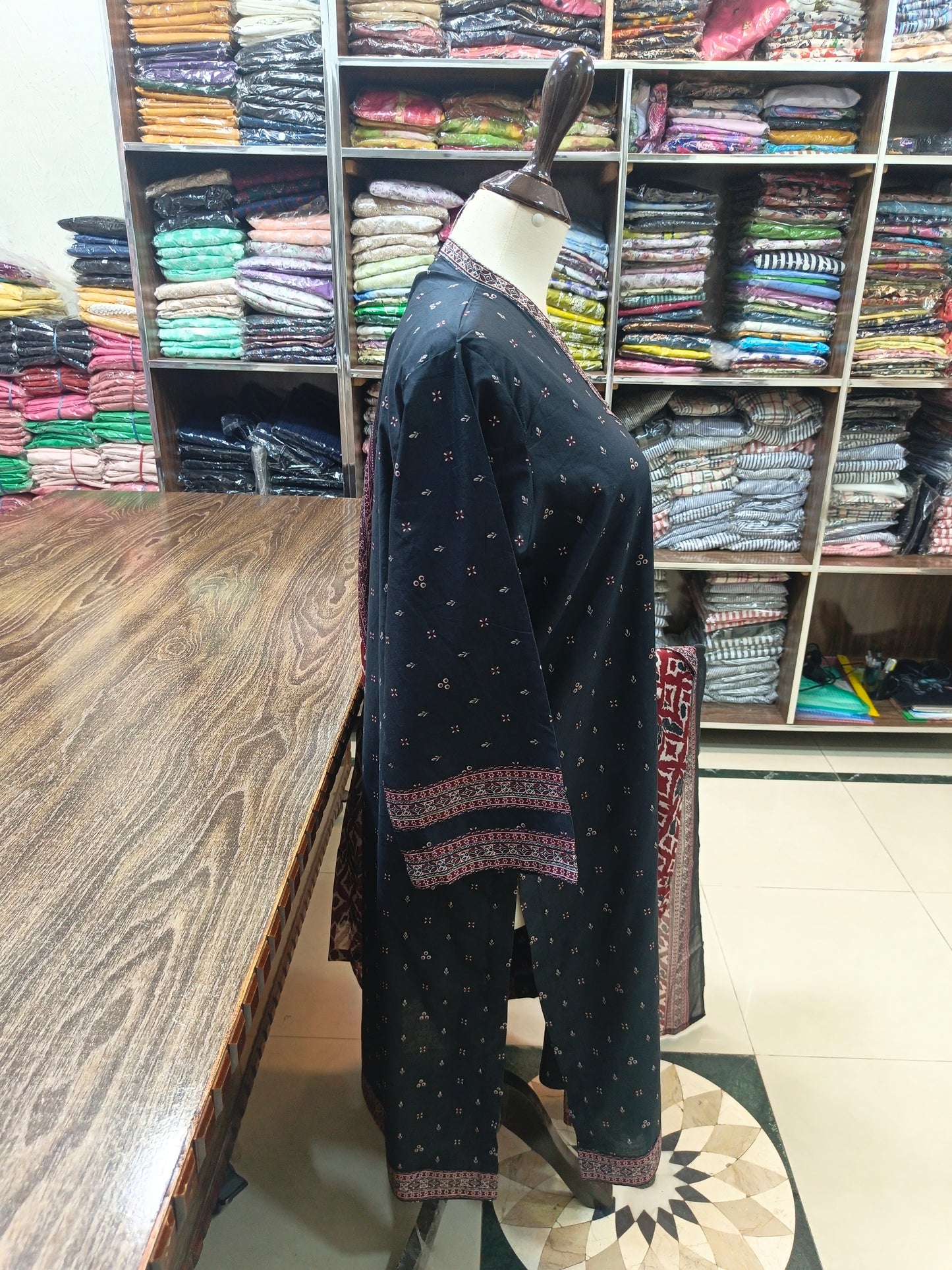 Binsaeed premium lawn stiched shirt trouser 3pc blkaj