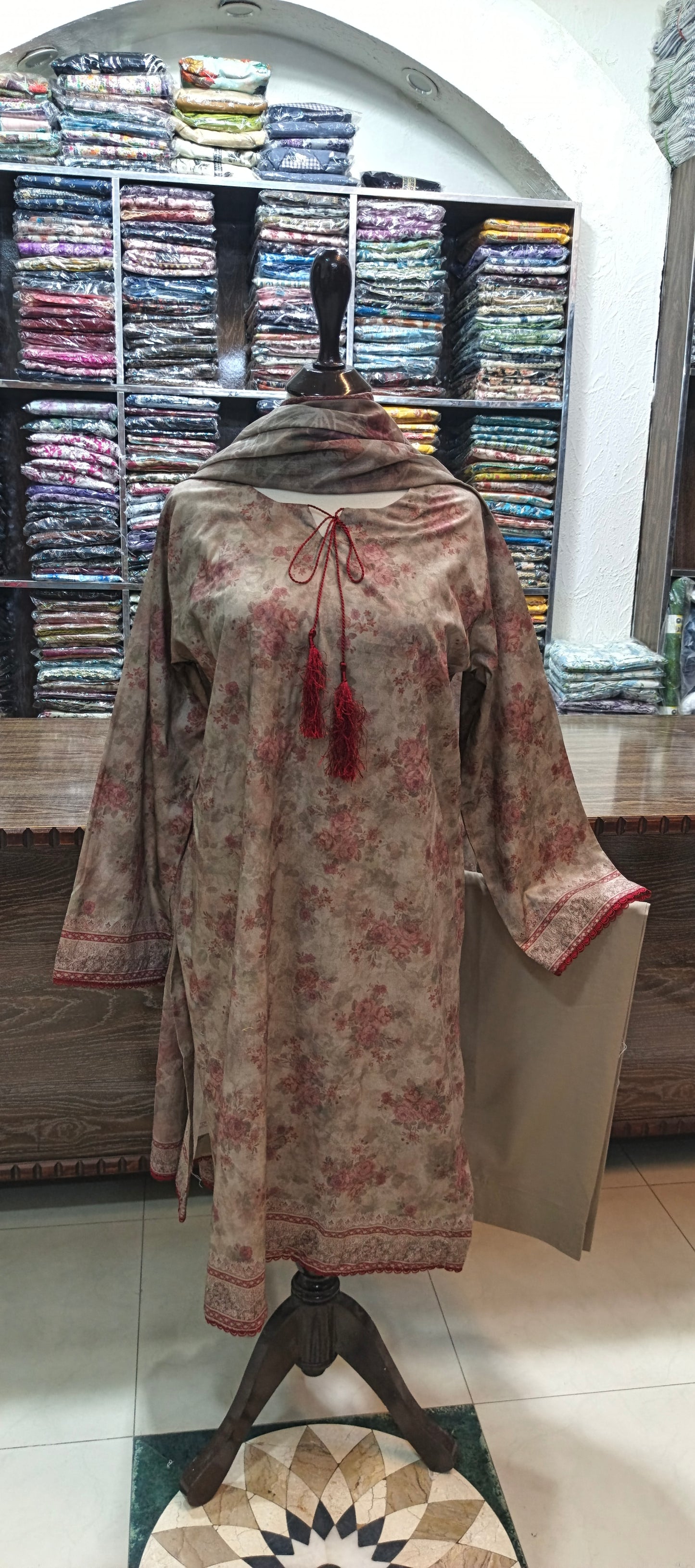 Bin saeed premium lawn stiched shalwar kameez 3 pc sknmrn