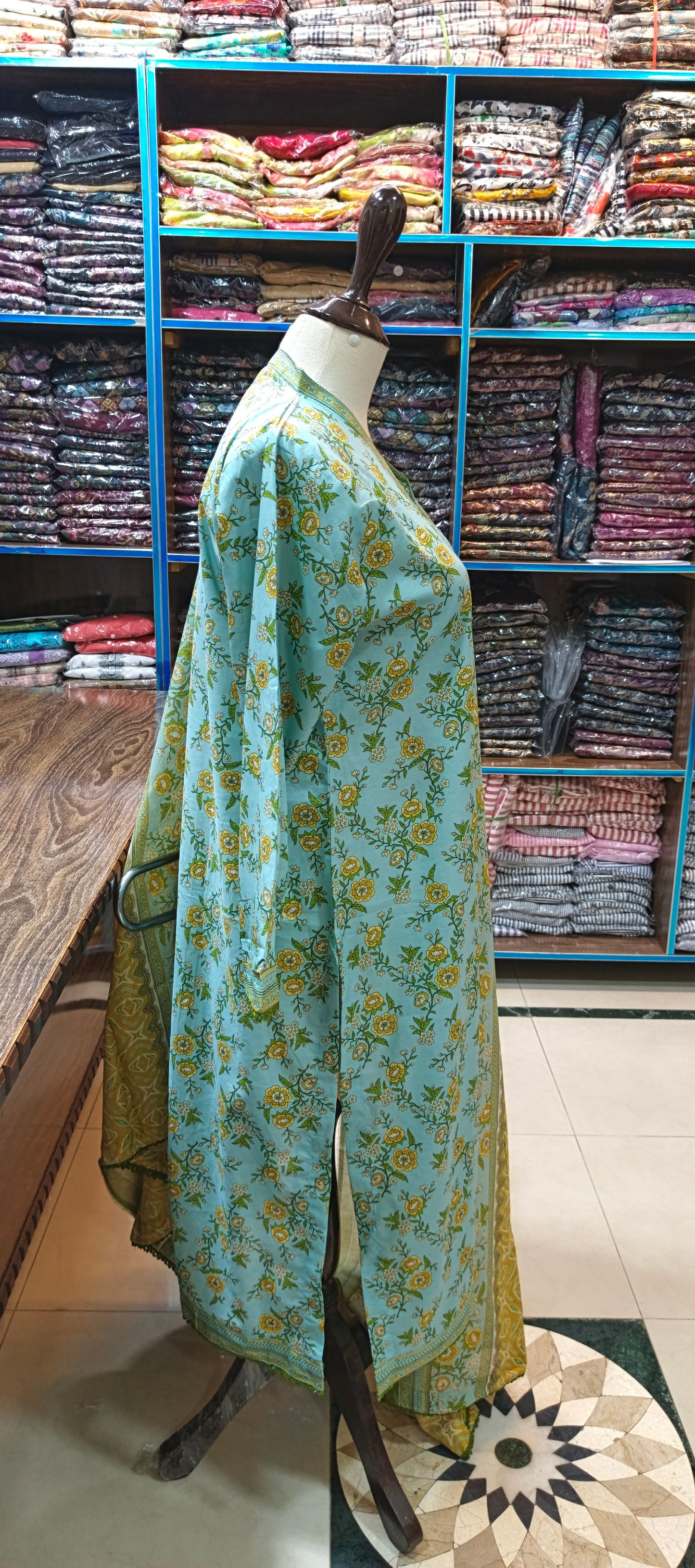 Binsaeed premium lawn long stiched shirt trouser 3 pc