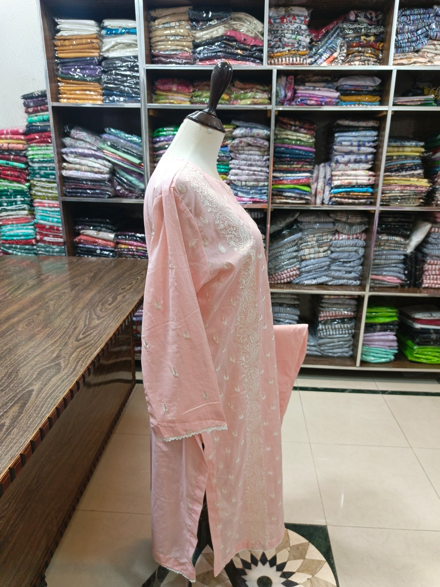 Breeze embroidered lawn stiched long shirt trouser 2pc binpch