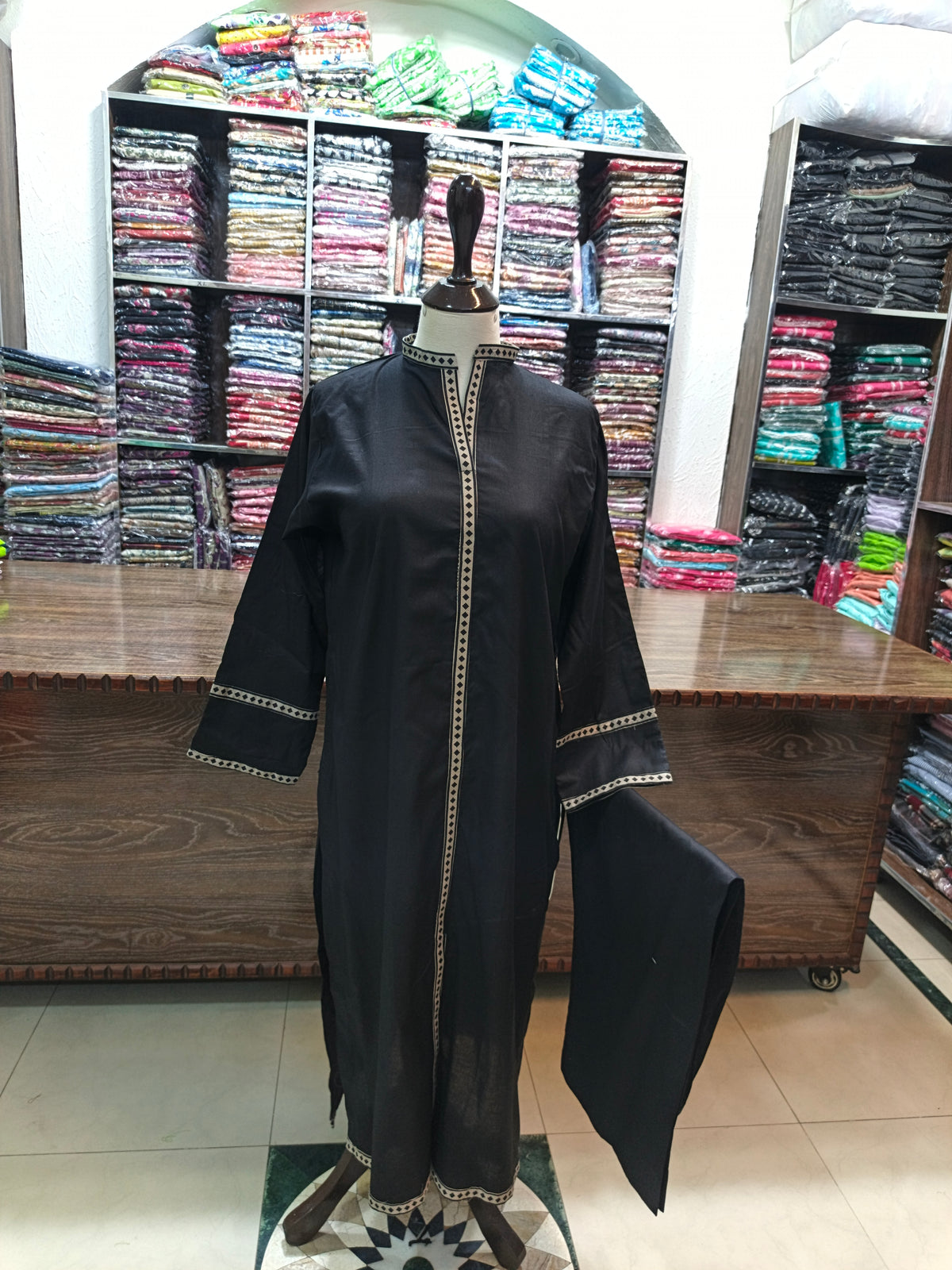 Solid pure lawn long co ord set 2 pc blk