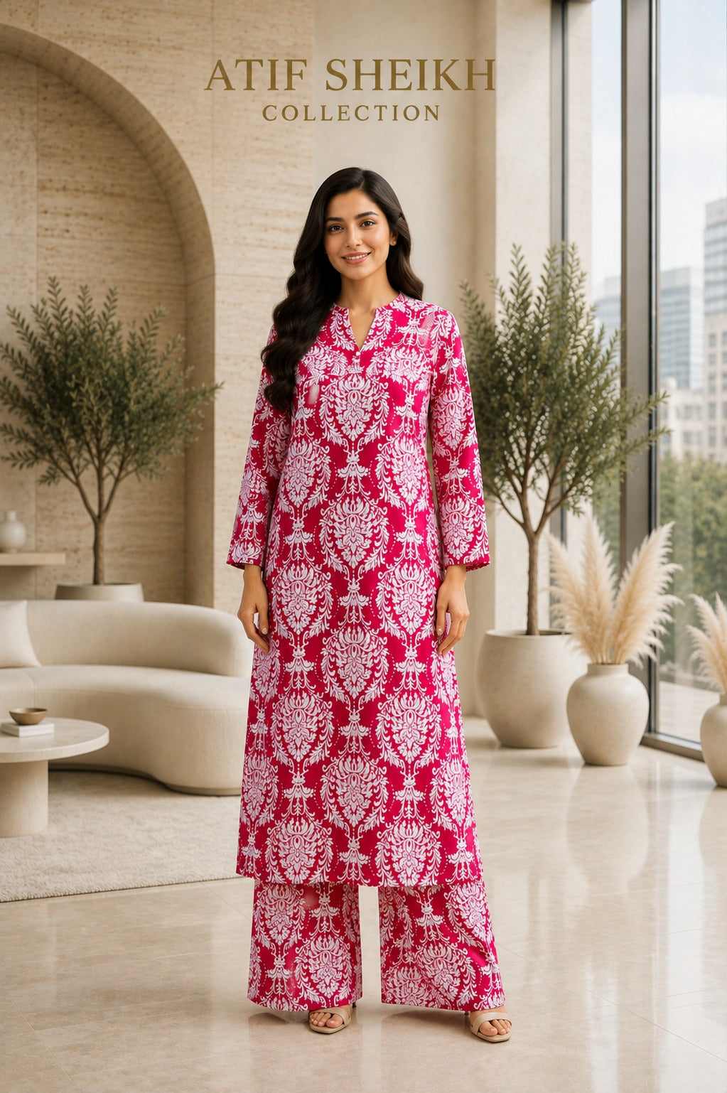 Linen stiched shirt trouser 2pc redwt