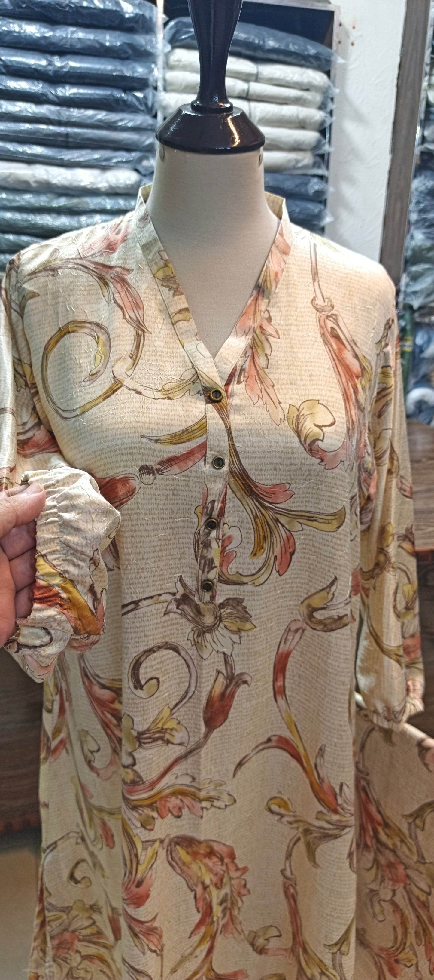 Silk A line stiched 2 pc