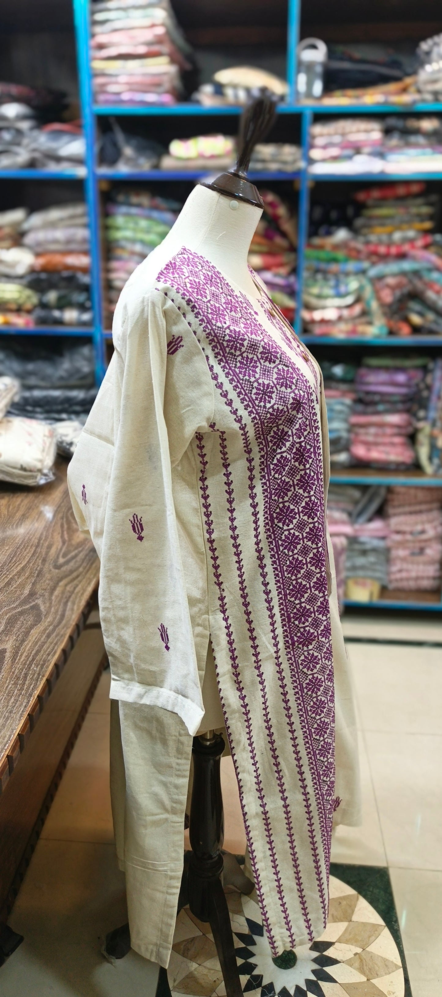 Karandi khaddar embroidered stiched 3 pc