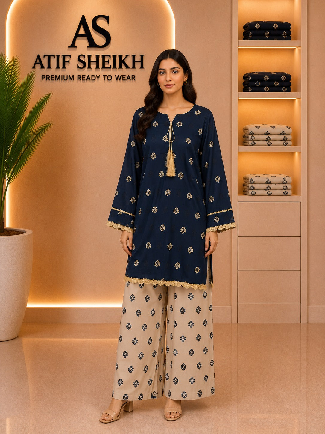Breeze embroidered stiched lawn short shirt trouser 2 pc pch