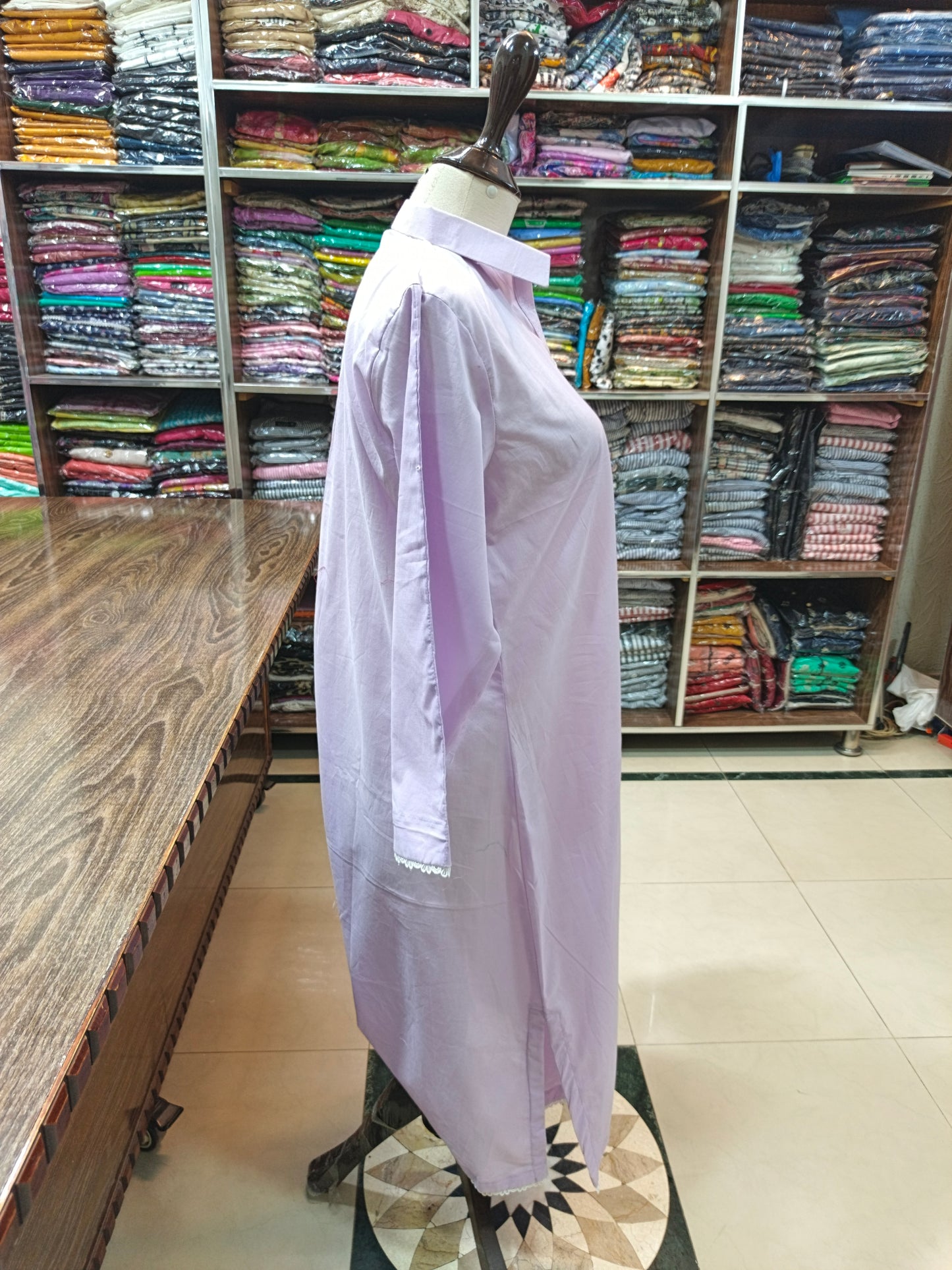 Solid pure lawn long co ord set 2 pc lilac