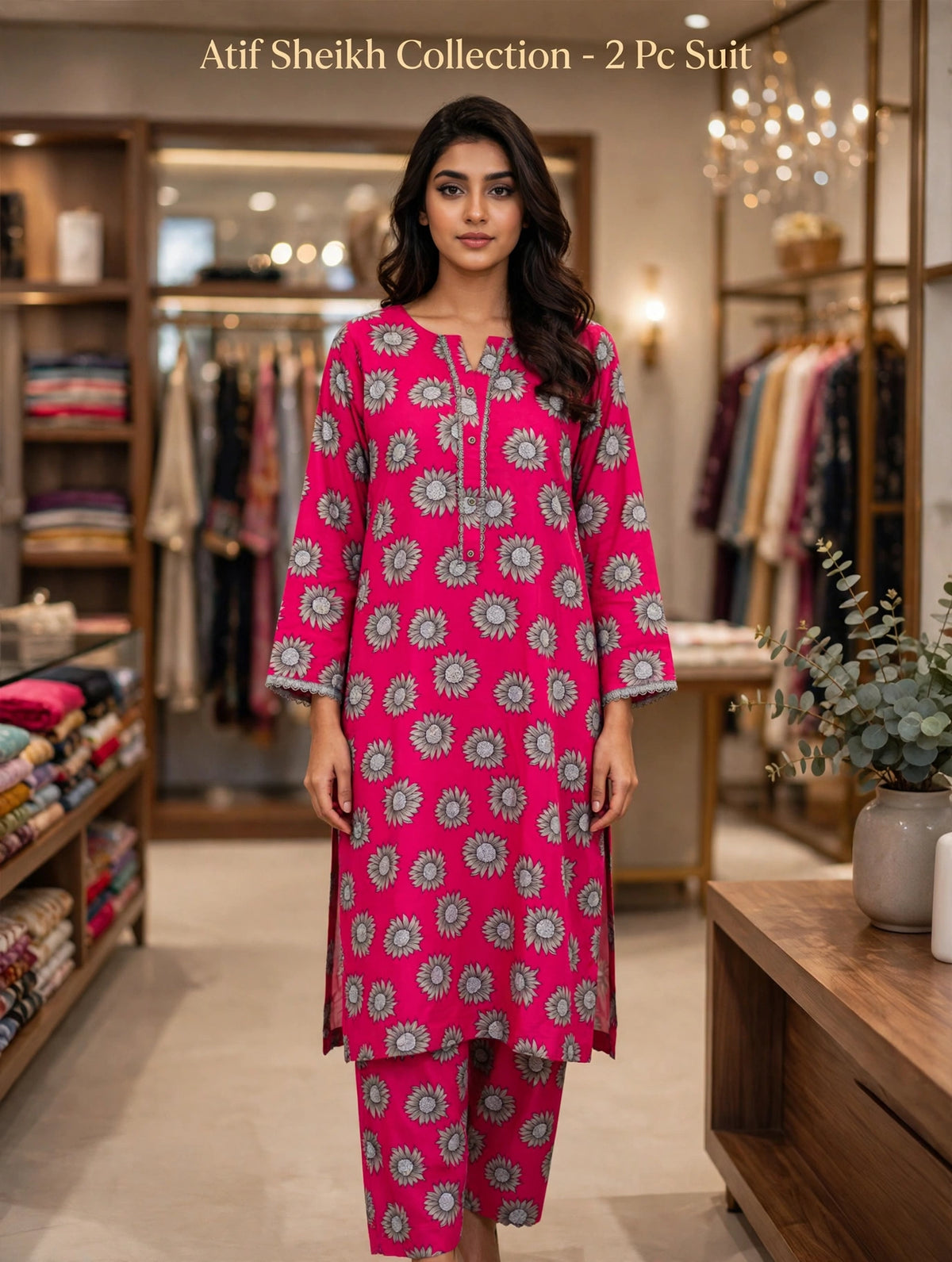 Linen shalwar kameez stiched 2 pc pinkflr