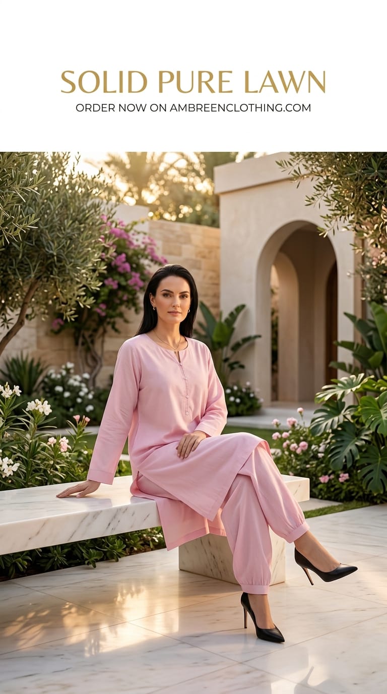 Solid pure lawn shirt and farshi trouser stiched 2pc bpnk
