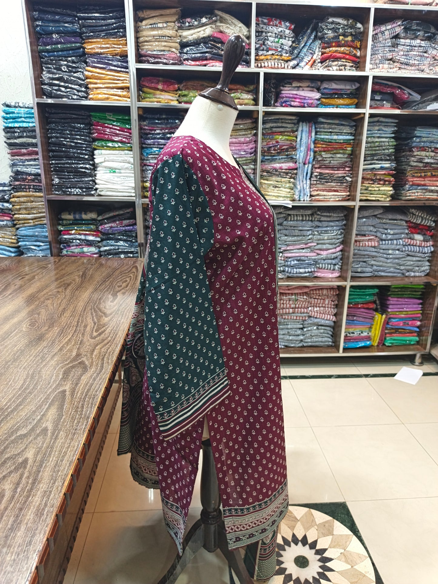 Binsaeed premium lawn stiched shalwar kameez 3pc mrngrn