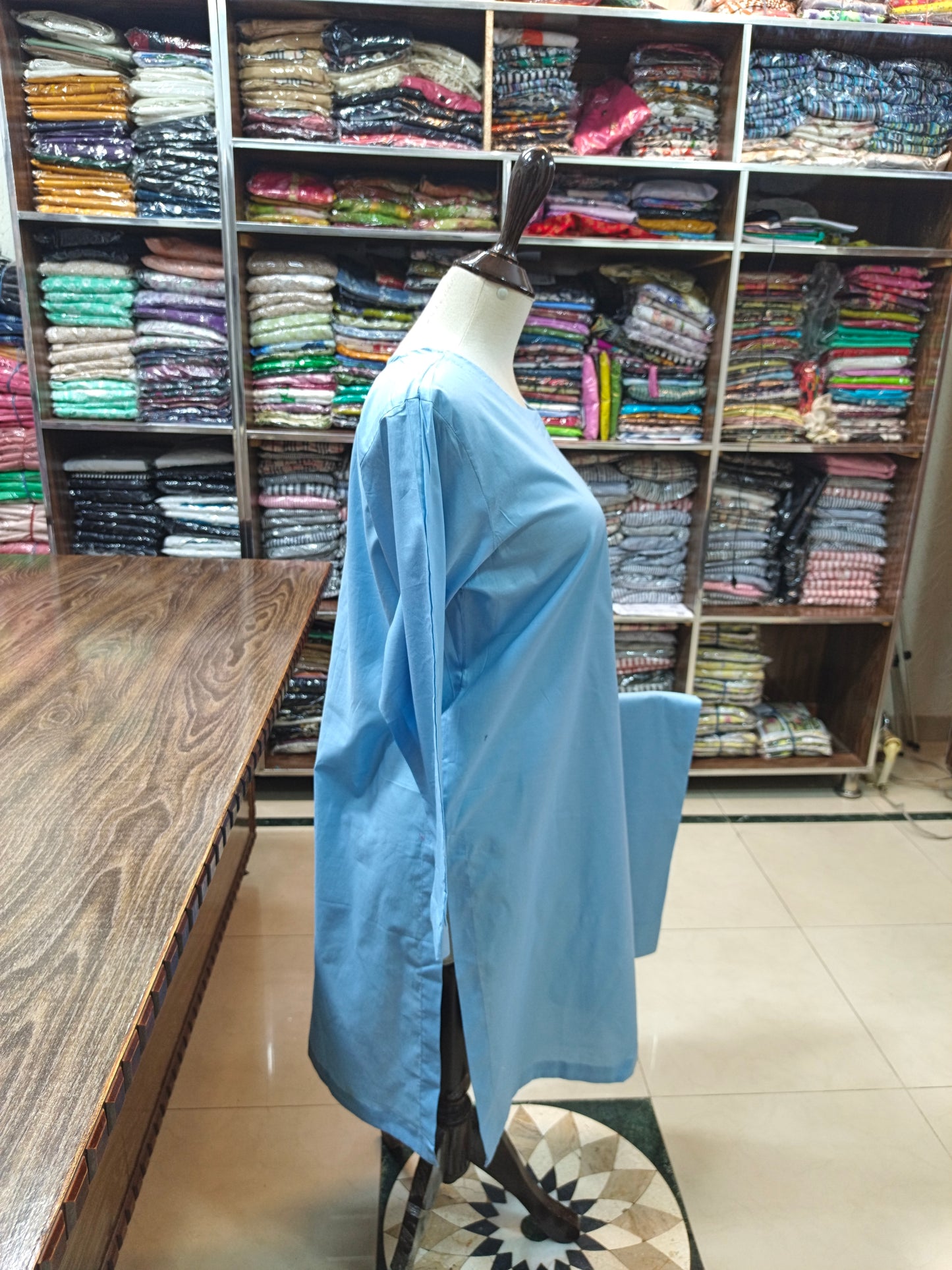 Solid pure lawn stiched shalwar kameez 2pc sky