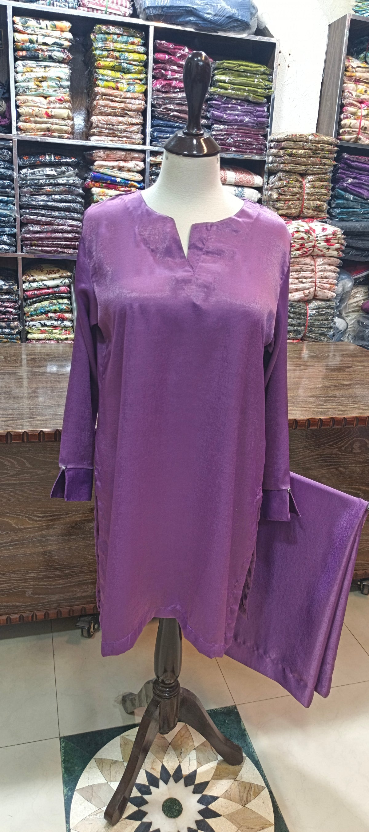 Velvet silk short co ord set 2 pc