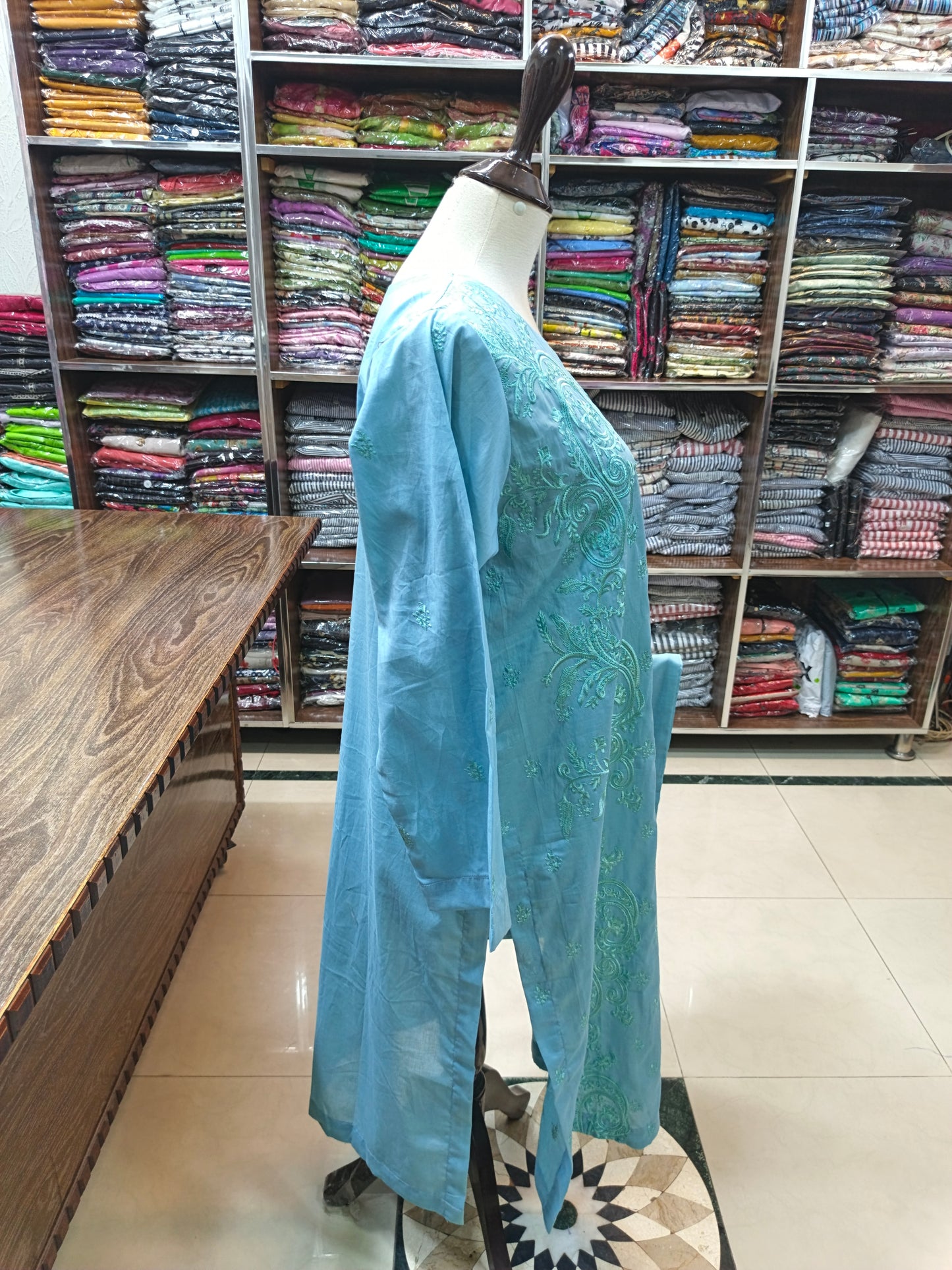 Breeze embroidered lawn stiched long shirt trouser 2 pc frzs