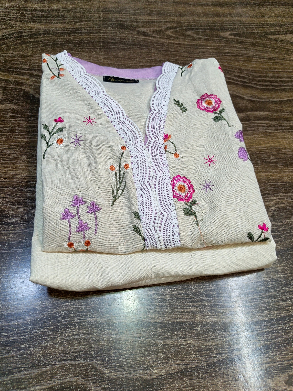 Khaddar embroidered stiched long shirt trouser 3pc v2