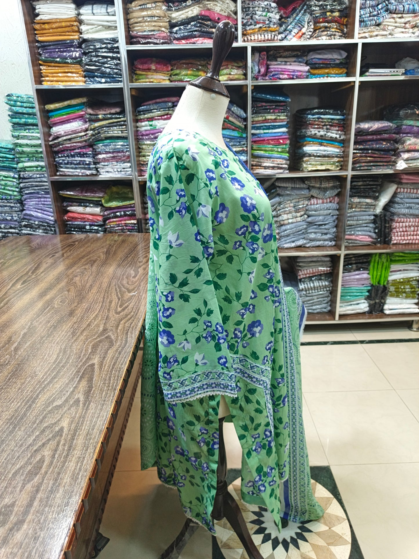 Binsaeed premium lawn stiched shalwar kameez 3pc aplblu