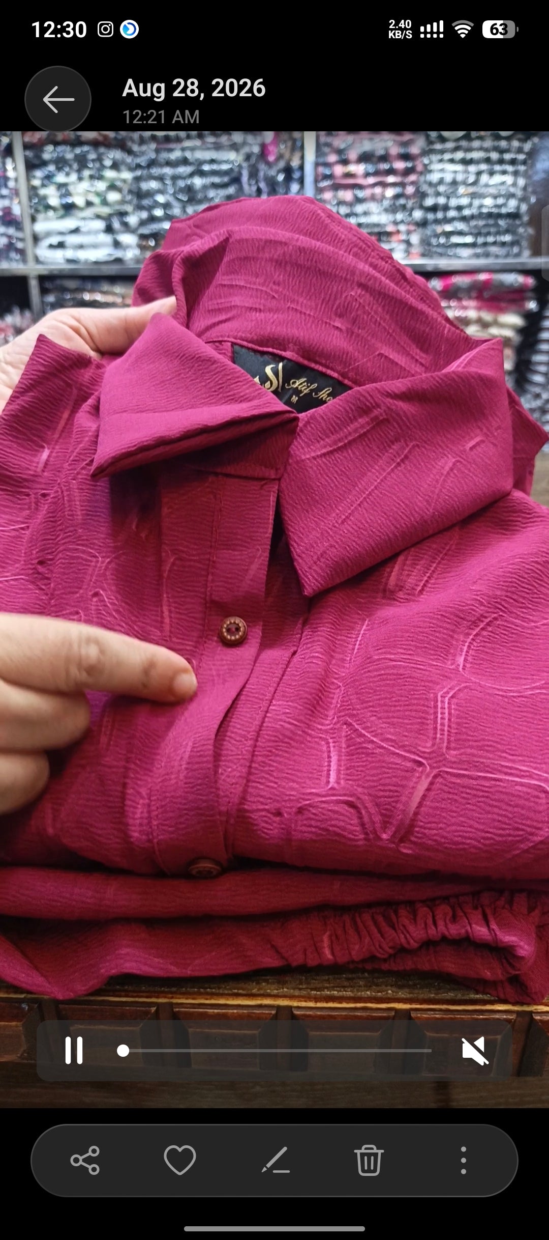 Embossed self jacquard shirt trouser 2 pc hotpnk