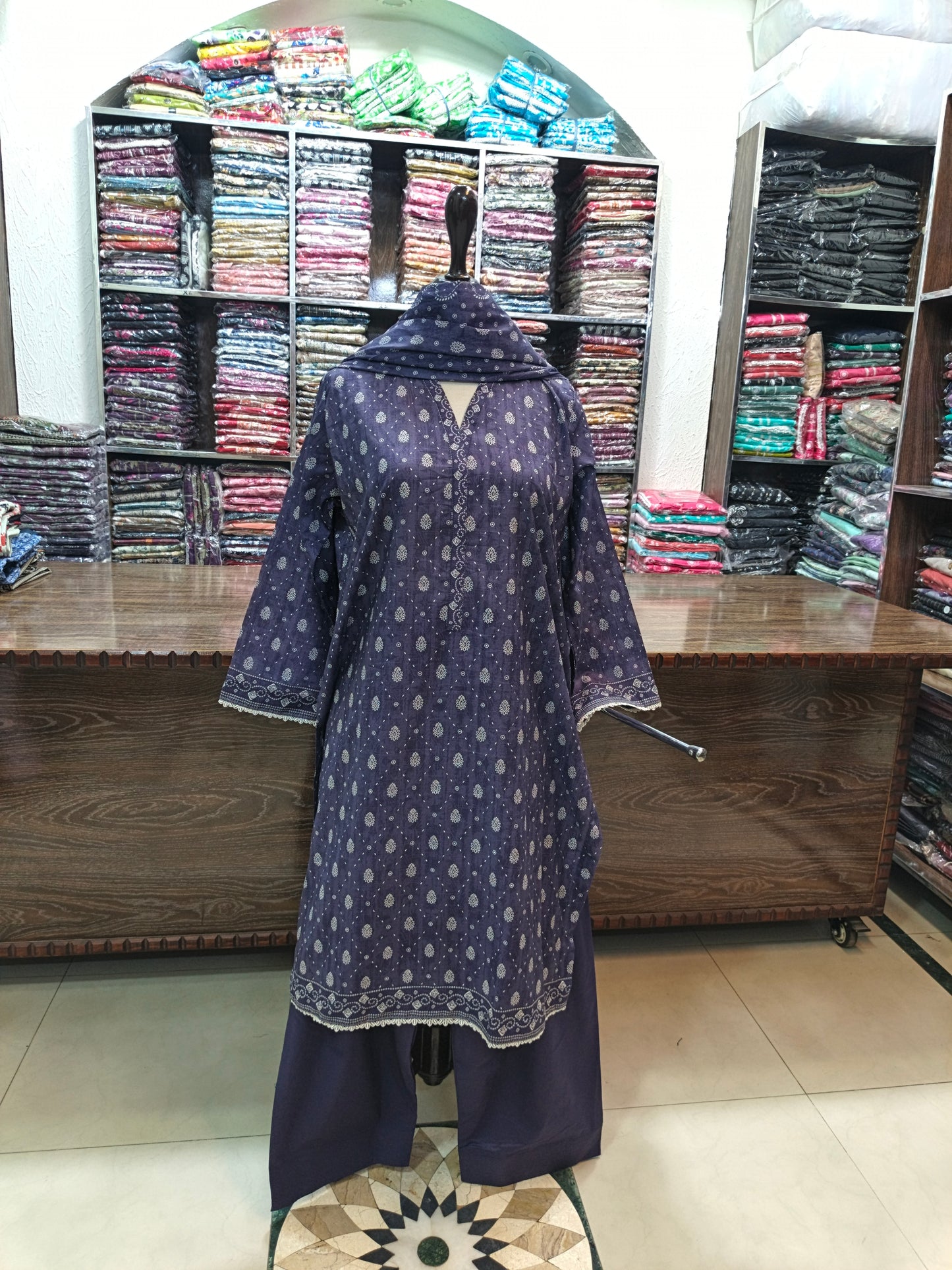 Binsaeed premium lawn stiched shalwar kameez 3pc volet