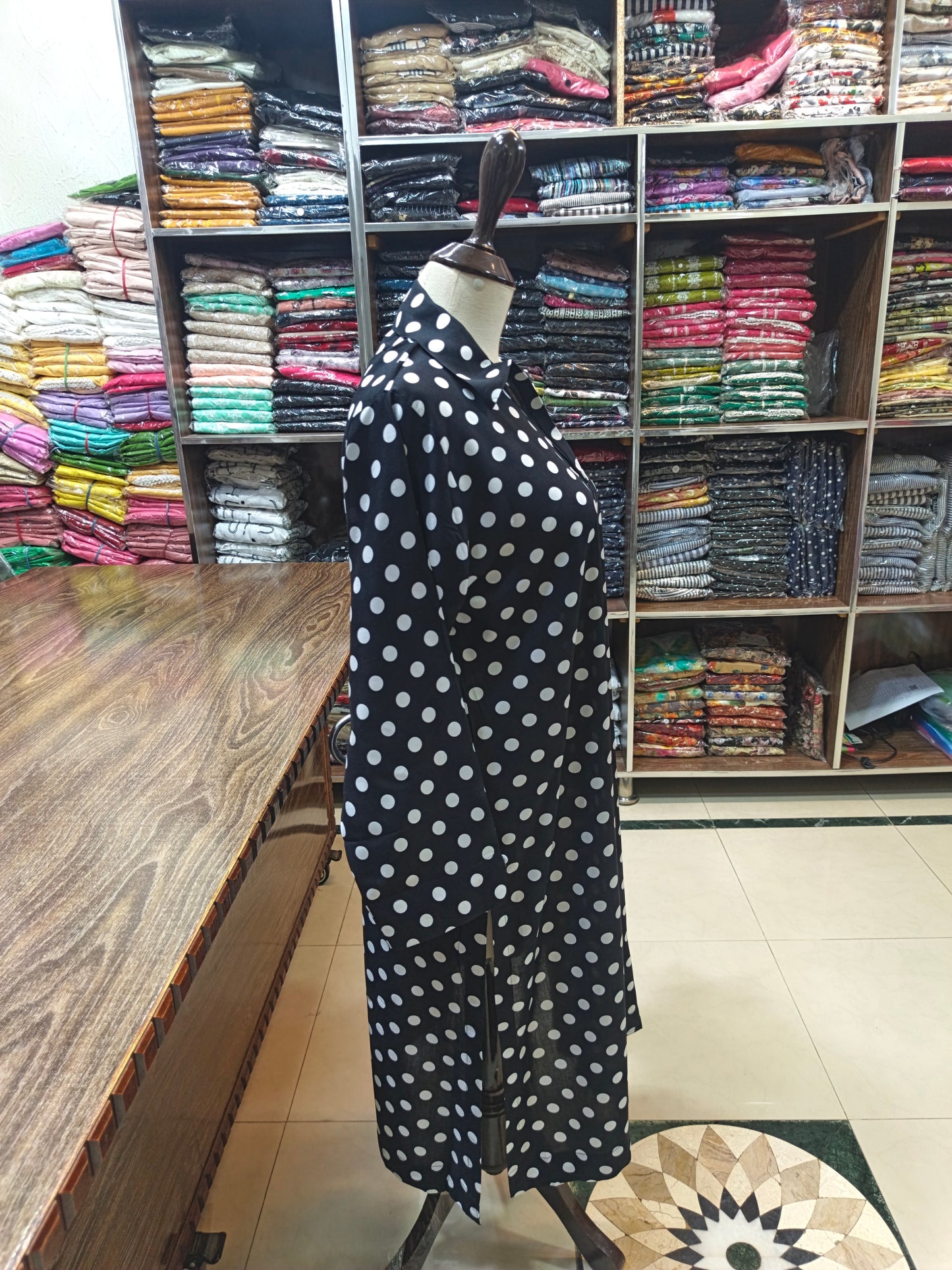 Linen stiched shirt trouser stiched 2 pc blkpolka