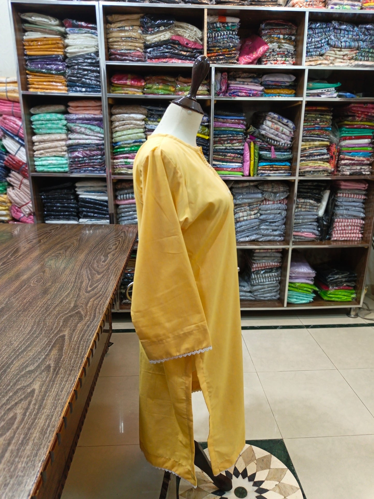 Solid pure lawn shirt and farshi trouser stiched 2pc slbylo