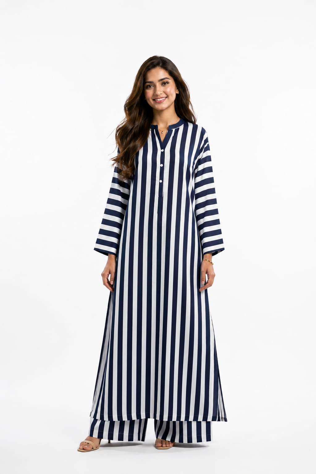 Linen long length shirt trouser 2 pc nvywt2