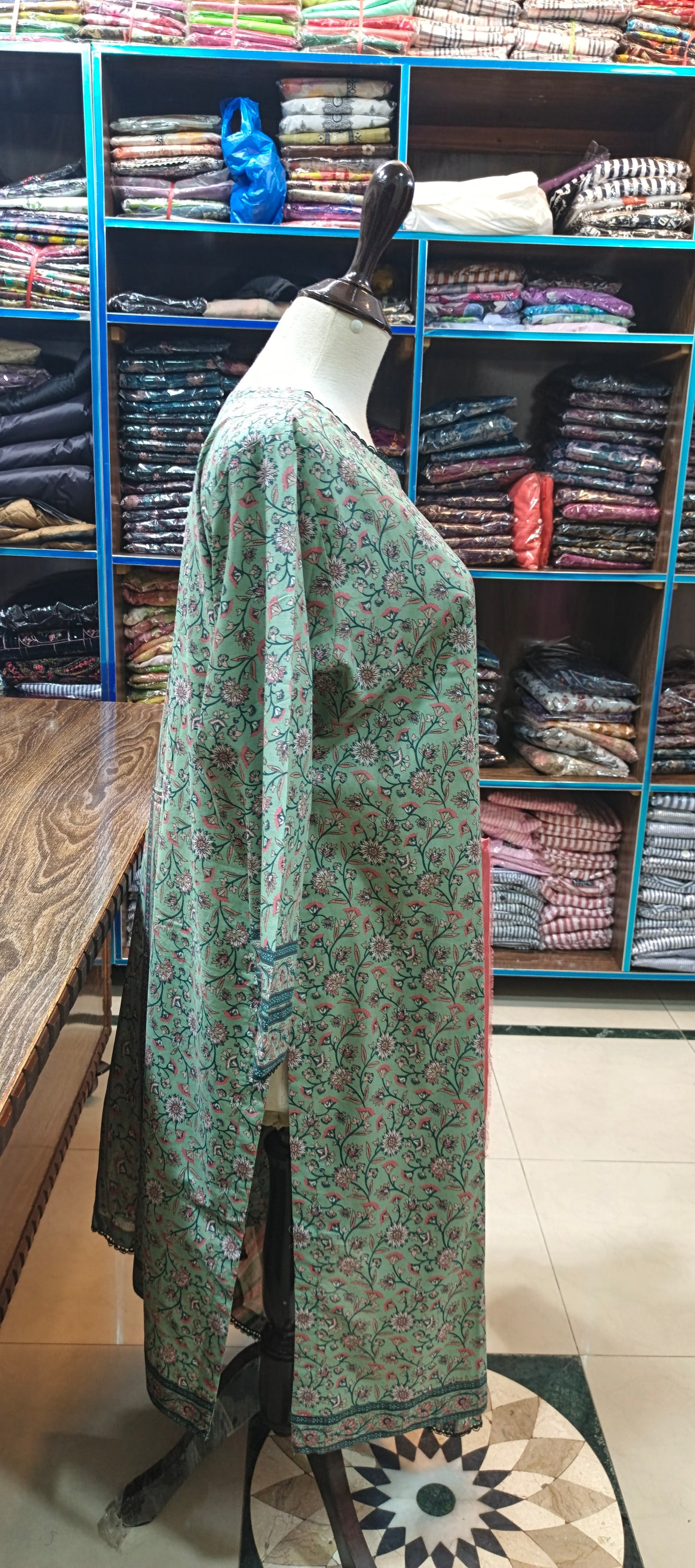 Bin saeed lawn stiched shirt trouser 3 pc