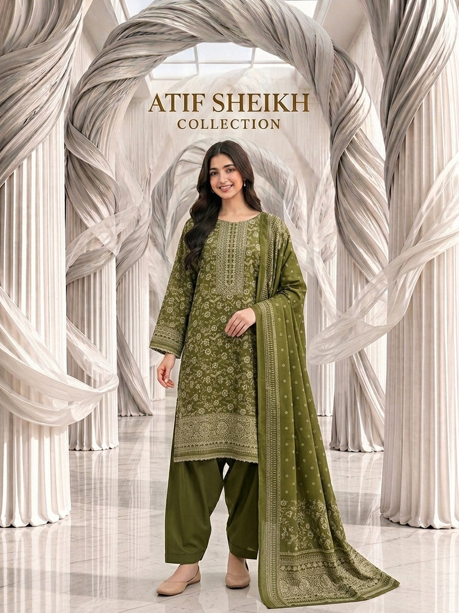 Marina stiched shalwar kameez 3 pc dhni