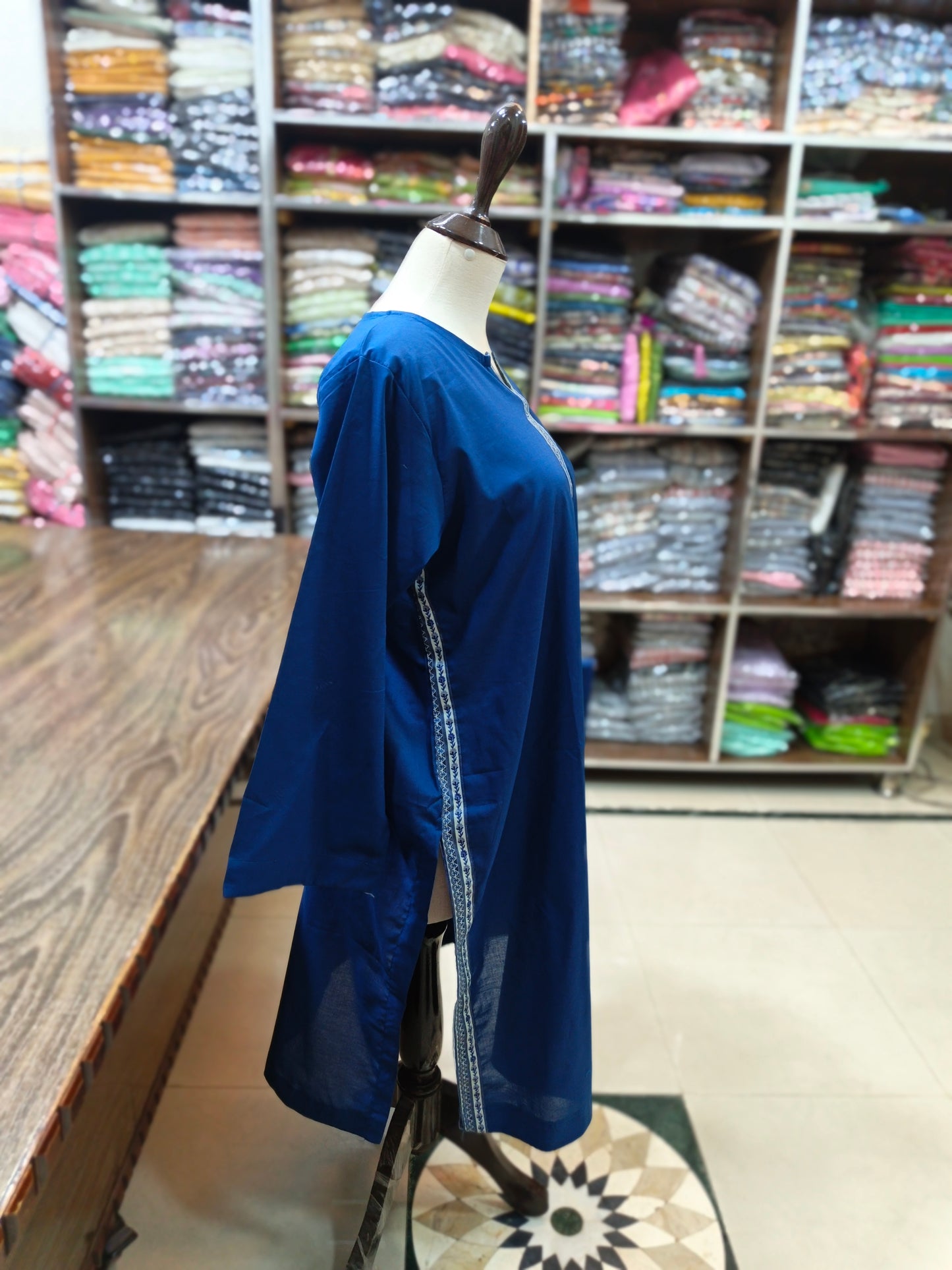 Solid pure lawn shirt and farshi trouser stiched 2pc rylblu