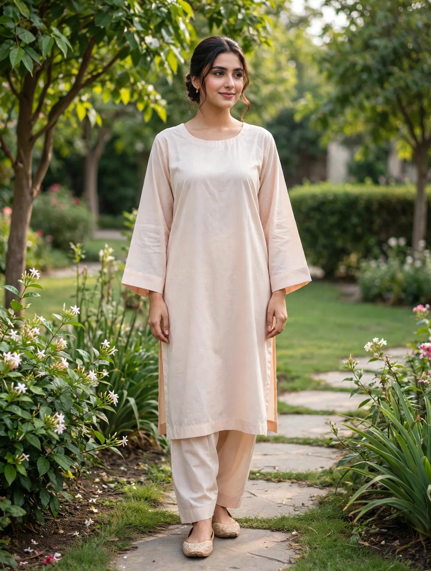 Solid pure lawn stiched shalwar kameez 2 pc ofwt