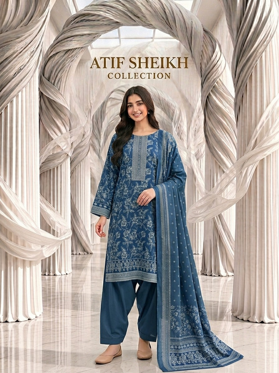 Marina stiched shalwar kameez 3 pc nvy