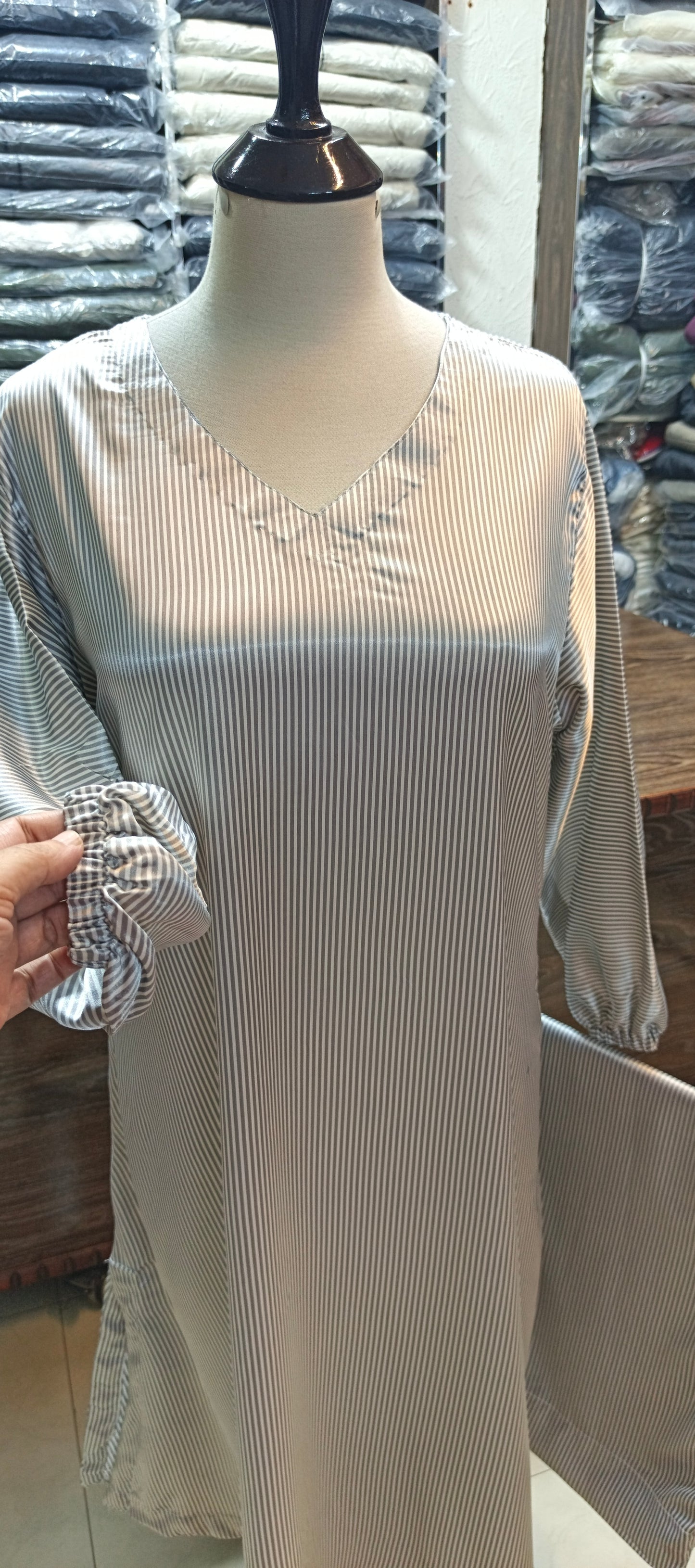 Silk A line stiched 2 pc