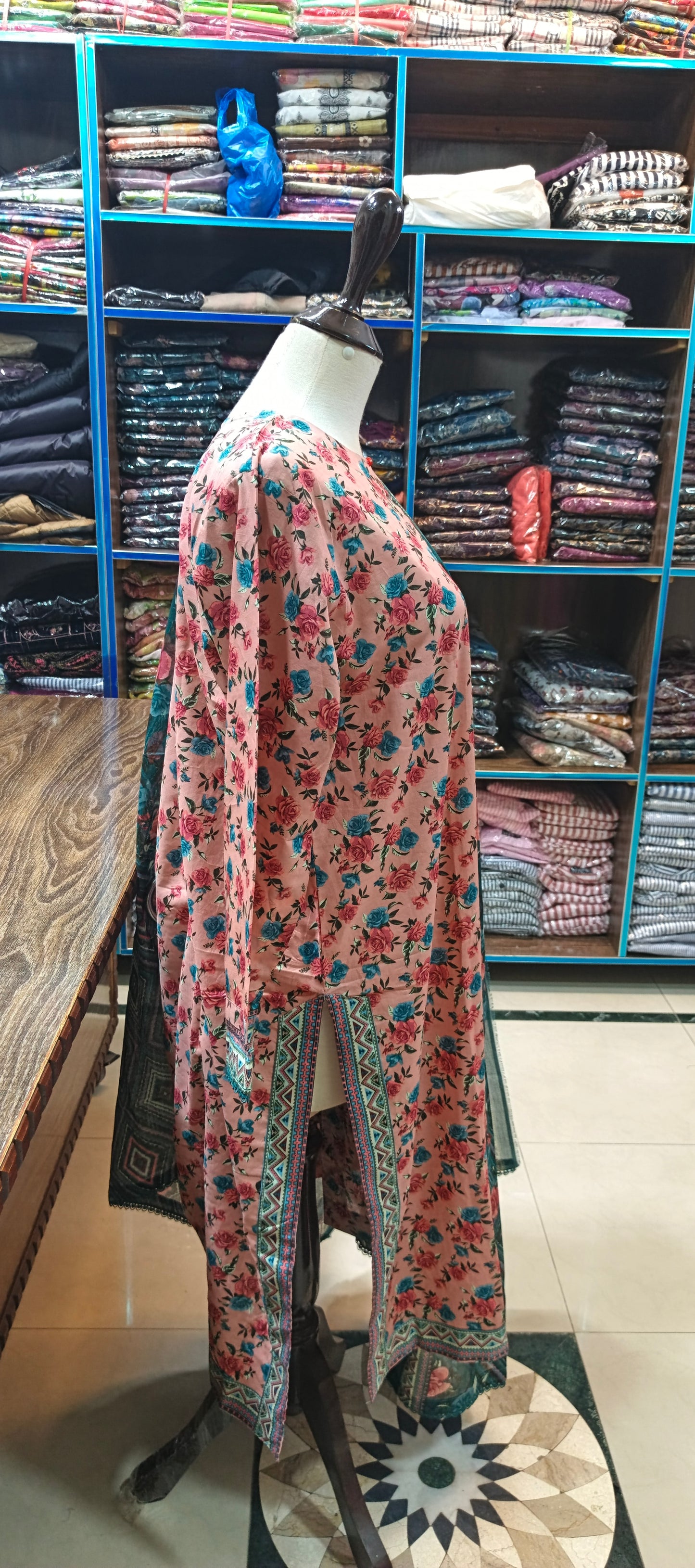 Bin saeed lawn stiched shirt trouser 3 pc