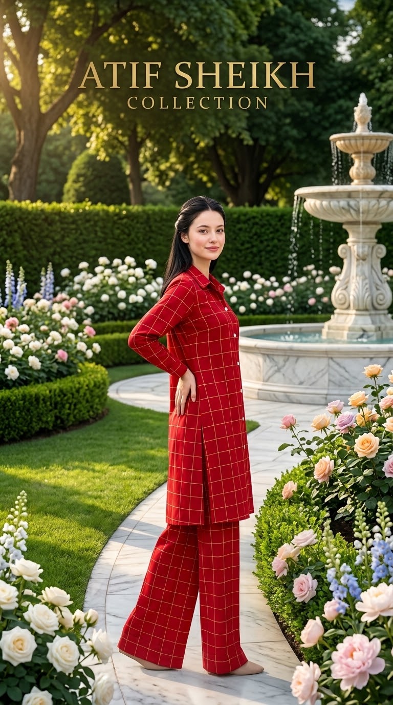 Winter cotton short co ord set stiched 2 pc redchk